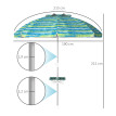Parasol Jomeval Inclinable UV50+ Ø190 cm Bleu Vert Blanc avec Table Porte-Gobelets