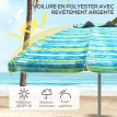 Parasol Jomeval Inclinable UV50+ Ø190 cm Bleu Vert Blanc avec Table Porte-Gobelets