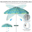 Parasol Jomeval Inclinable UV50+ Ø190 cm Bleu Vert Blanc avec Table Porte-Gobelets