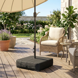 Base Parasol Quarton Stable Anti-Vent 80 kg Sable Métal Noir Élégant