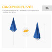Parasol Landry 2 en 1 Abri Solaire Protection UV50+ Bleu Plage Pique-nique