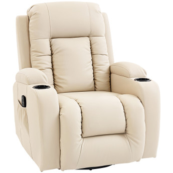 Fauteuil Auerbach Massage Chauffant Inclinable 8 Zones Relaxation Crème