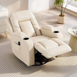 Fauteuil Auerbach Massage Chauffant Inclinable 8 Zones Relaxation Crème