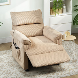 Fauteuil Jochberg Massage Chauffant Inclinable Électrique Velours Marron Silencieux