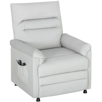 Fauteuil Kettleford Massage Chauffant Inclinable USB Velours Gris Clair