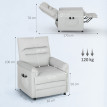 Fauteuil Kettleford Massage Chauffant Inclinable USB Velours Gris Clair