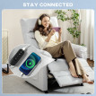 Fauteuil Kettleford Massage Chauffant Inclinable USB Velours Gris Clair