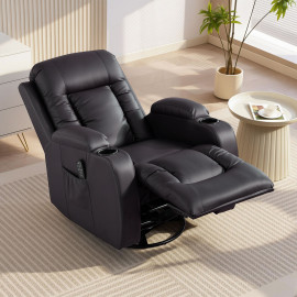 Fauteuil Zeme Massage Chauffant Inclinable Relaxation Confort Chocolat