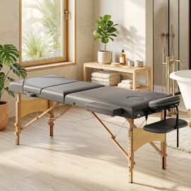 Table de Massage Tancrede Professionnelle Réglable 3 Zones Gris Bois Synthétique