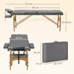 Table de Massage Tancrede Professionnelle Réglable 3 Zones Gris Bois Synthétique