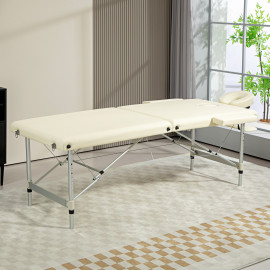 Table de Massage Sidric Professionnelle Réglable 3 Zones Pliable Crème