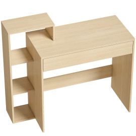 Bureau Immenbach Compact Rangement Élégant Style Moderne Effet Bois Clair 100x40x90 cm
