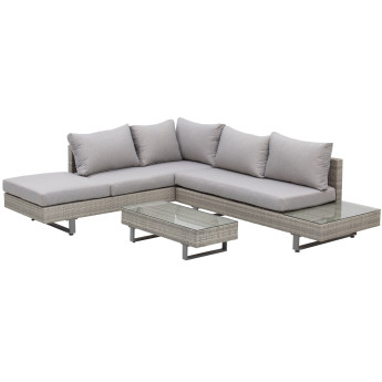 Salon de jardin Valnegra design contemporain 5 places gris élégant confortable