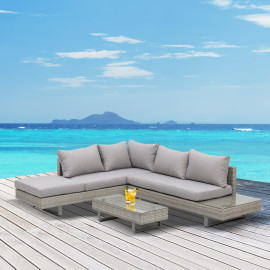 Salon de jardin Valnegra design contemporain 5 places gris élégant confortable