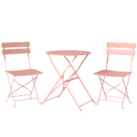 Salon de Jardin Isenbard Pliable 2 Places Résistant Extérieur Rose Pâle