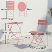 Salon de Jardin Isenbard Pliable 2 Places Résistant Extérieur Rose Pâle