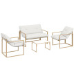 Salon de jardin Nithard élégant style yachting 4 places kaki beige