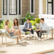 Salon de jardin Nithard élégant style yachting 4 places kaki beige