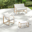 Salon de jardin Nithard élégant style yachting 4 places kaki beige