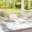 Salon de jardin Nithard élégant style yachting 4 places kaki beige