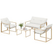 Salon de jardin Nithard élégant style yachting 4 places kaki beige
