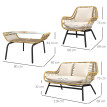 Salon de jardin Distelbach 4 places exotique résistant coussins confort beige noir