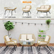 Salon de jardin Distelbach 4 places exotique résistant coussins confort beige noir