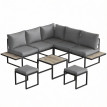 Salon modulable Vougay extérieur 6 places confort gris foncé élégant