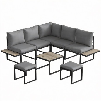 Salon modulable Vougay extérieur 6 places confort gris foncé élégant
