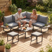 Salon modulable Vougay extérieur 6 places confort gris foncé élégant