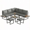 Salon modulable Vougay extérieur 6 places confort gris foncé élégant