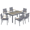 Ensemble repas extérieur Saintemont salon jardin 6 pers textilène gris foncé