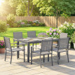 Ensemble repas extérieur Saintemont salon jardin 6 pers textilène gris foncé