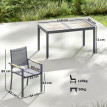 Ensemble repas extérieur Saintemont salon jardin 6 pers textilène gris foncé