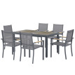 Ensemble repas extérieur Saintemont salon jardin 6 pers textilène gris foncé