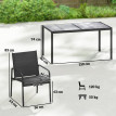 Salon de jardin Tugdual 6 places extérieur confortable effet bois noir gris