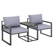 Salon de jardin Carenno 2 places confortable et modulable gris anthracite