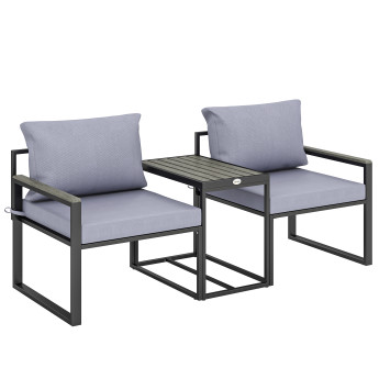 Salon de jardin Carenno 2 places confortable et modulable gris anthracite