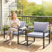 Salon de jardin Carenno 2 places confortable et modulable gris anthracite