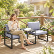 Salon de jardin Carenno 2 places confortable et modulable gris anthracite