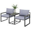 Salon de jardin Carenno 2 places confortable et modulable gris anthracite