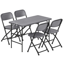 Salon de Jardin Pliable Brackenvale 4 Places Réglable Extérieur Noir Gris Foncé