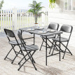 Salon de Jardin Pliable Brackenvale 4 Places Réglable Extérieur Noir Gris Foncé