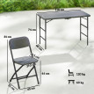 Salon de Jardin Pliable Brackenvale 4 Places Réglable Extérieur Noir Gris Foncé