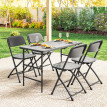Salon de Jardin Pliable Brackenvale 4 Places Réglable Extérieur Noir Gris Foncé