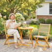 Salon de Jardin Endine 2 Places Pliable Acacia Résistant Extérieur Beige Naturel