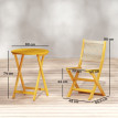 Salon de Jardin Endine 2 Places Pliable Acacia Résistant Extérieur Beige Naturel