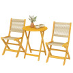 Salon de Jardin Endine 2 Places Pliable Acacia Résistant Extérieur Beige Naturel