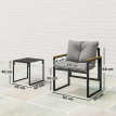 Salon Engelbert Jardin 2 Places Confortable Design Noir Gris Extérieur Balcon