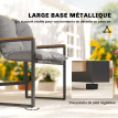 Salon Engelbert Jardin 2 Places Confortable Design Noir Gris Extérieur Balcon
